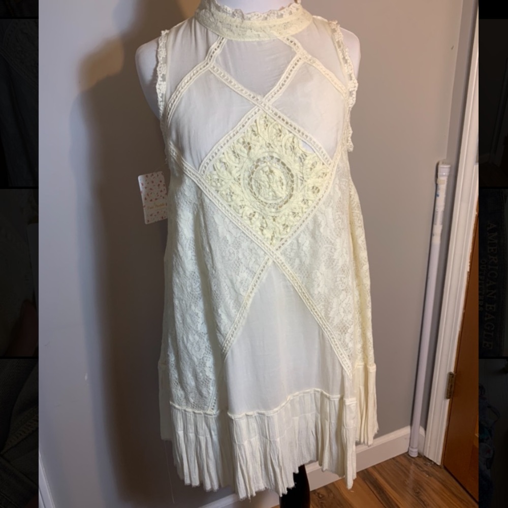 NWT free people cream/ivory lace dress